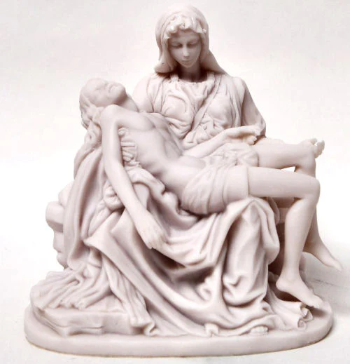 Pieta By Michelangelo Sculpture 7" High White - Image 2