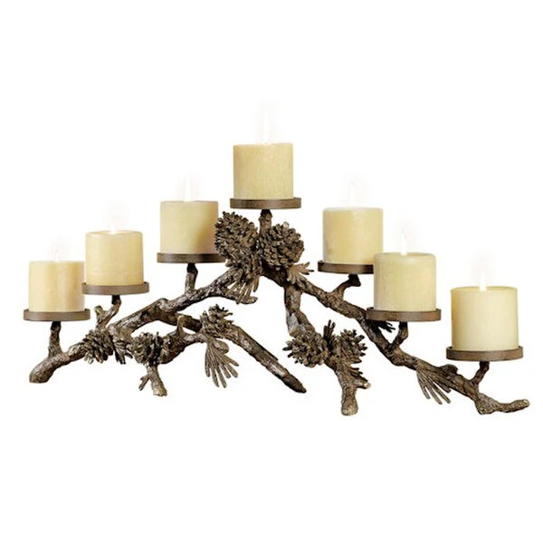 Pine Cone Mantle Piece Candle Holder - Image 2