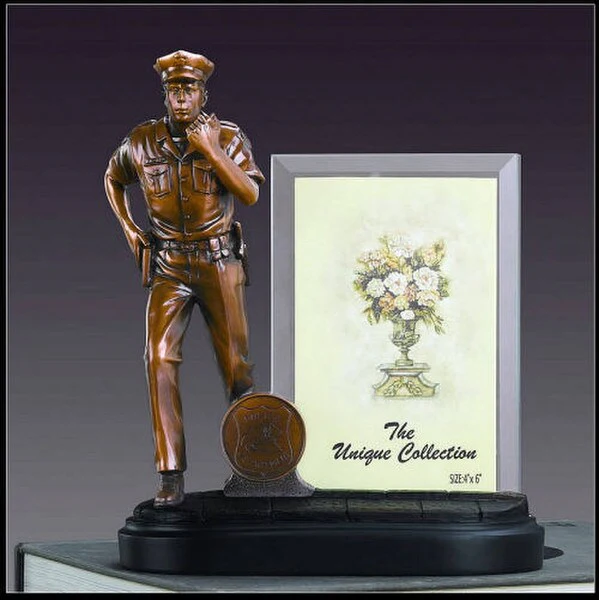 Police Officer Sculptural Award Picture Frame 8" High - Image 2