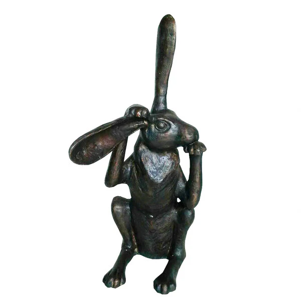 Pondering Bronze Bunny Rabbit Statue
