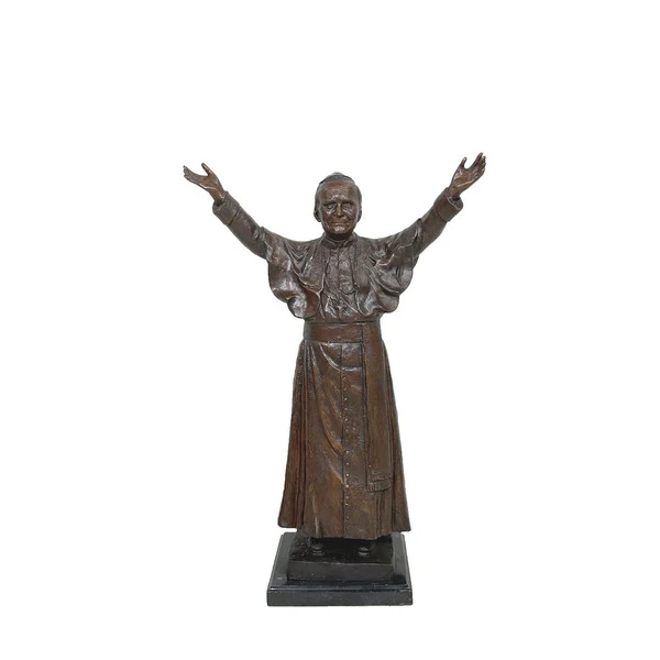 Pope John Paul II Bronze Statue on Marble Base