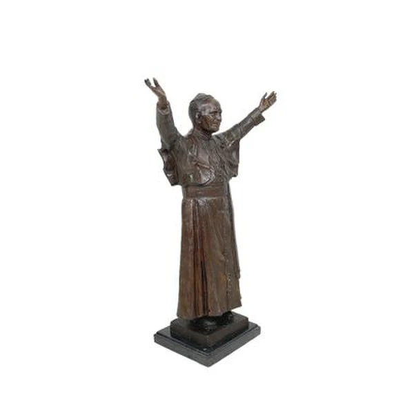 Pope John Paul II Bronze Statue on Marble Base - Image 4