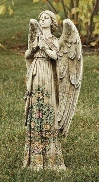 Praying Angel Garden Statue with Floral Gown 24" High - Image 2