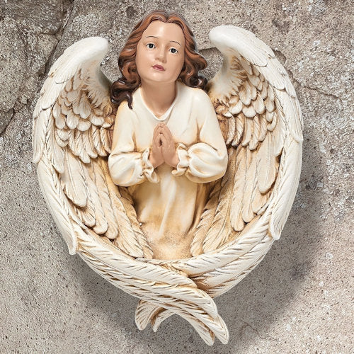 Praying Angel with Wings Wall Sculpture – 16.75"H