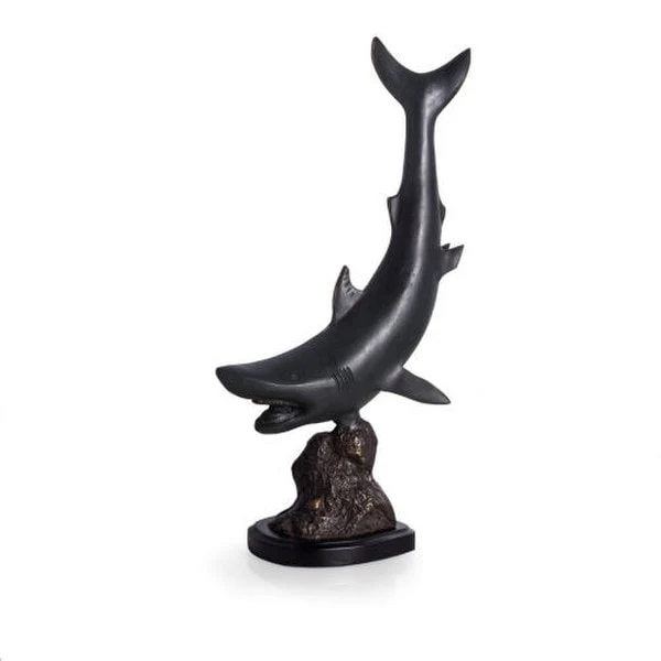 Predator Shark Brass Sculpture 15.5" H - Image 2