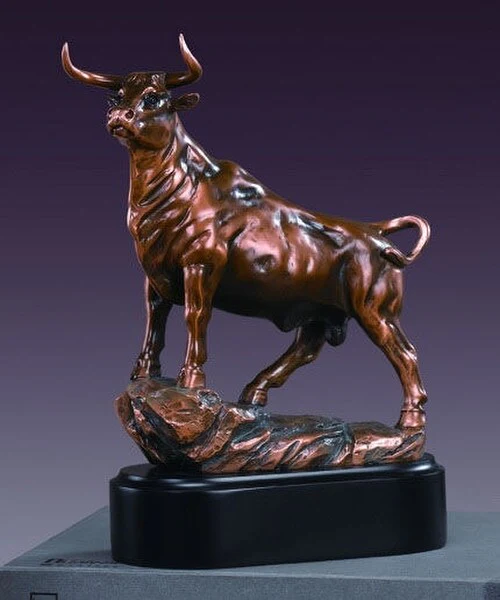 Bull Sculpture Stock Market Statue 9.5" High
