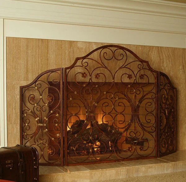 Provincial Fireplace Screen Triple Panel