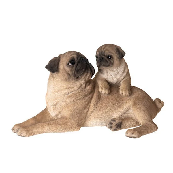 Pug Mother with Puppy Figurine