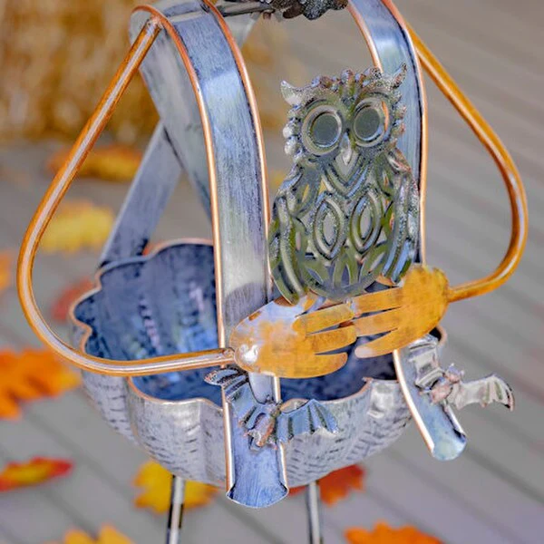 Pumpkin Witch with Owl Candy Holder Statue - Image 2