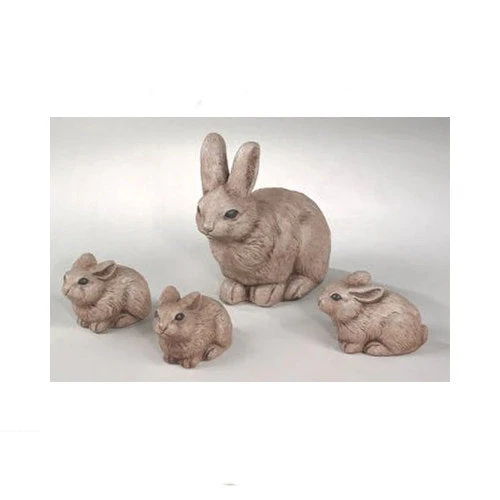 Rabbit Family Set Of Four Statues and Three Bunnies Colored