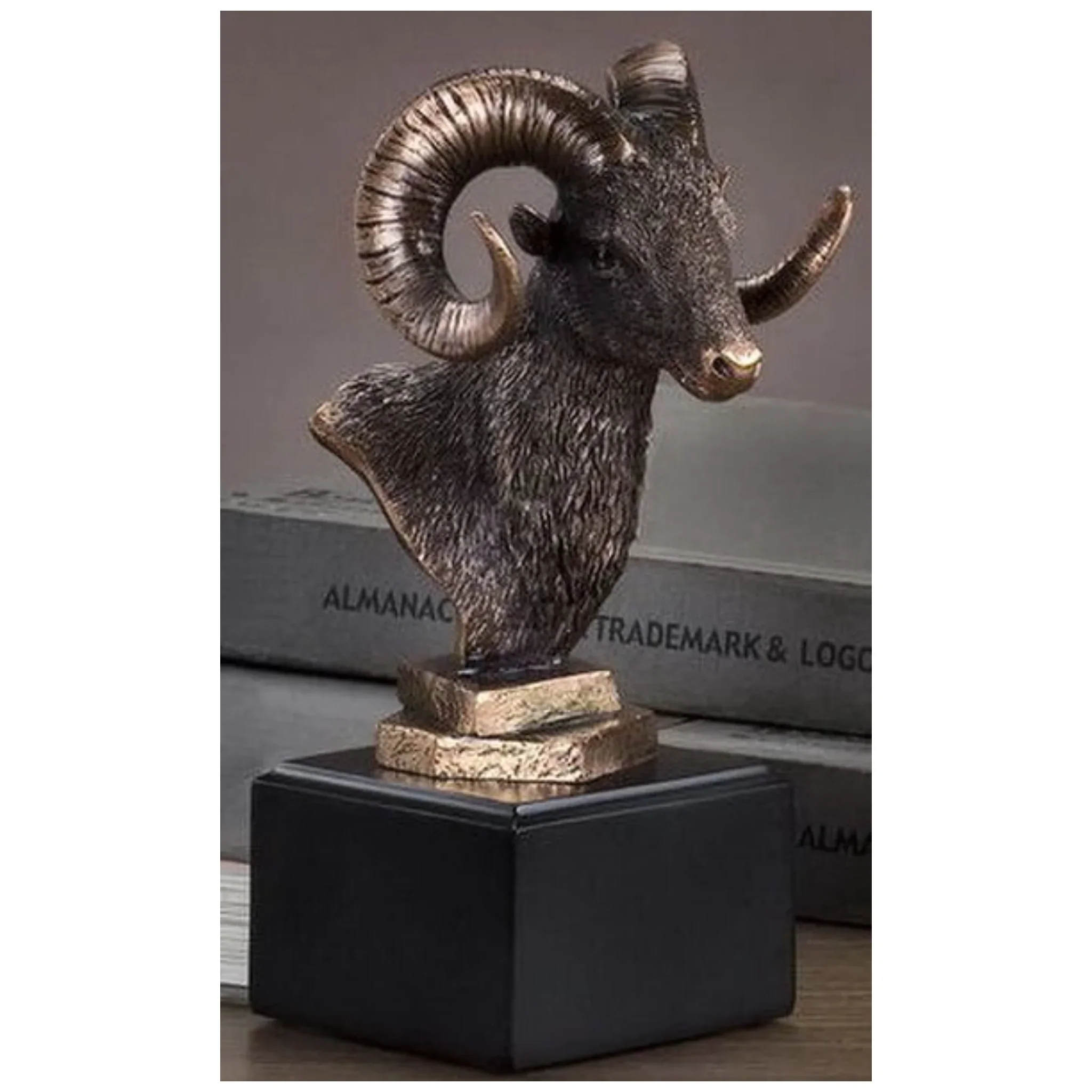 Ram Bighorn Sculptural Portrait Bust 8" High - Image 2