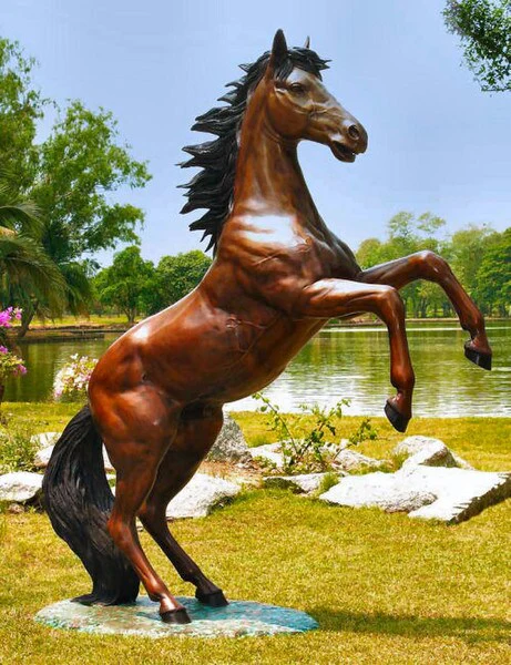Rearing Stallion Life-Size Bronze Sculpture