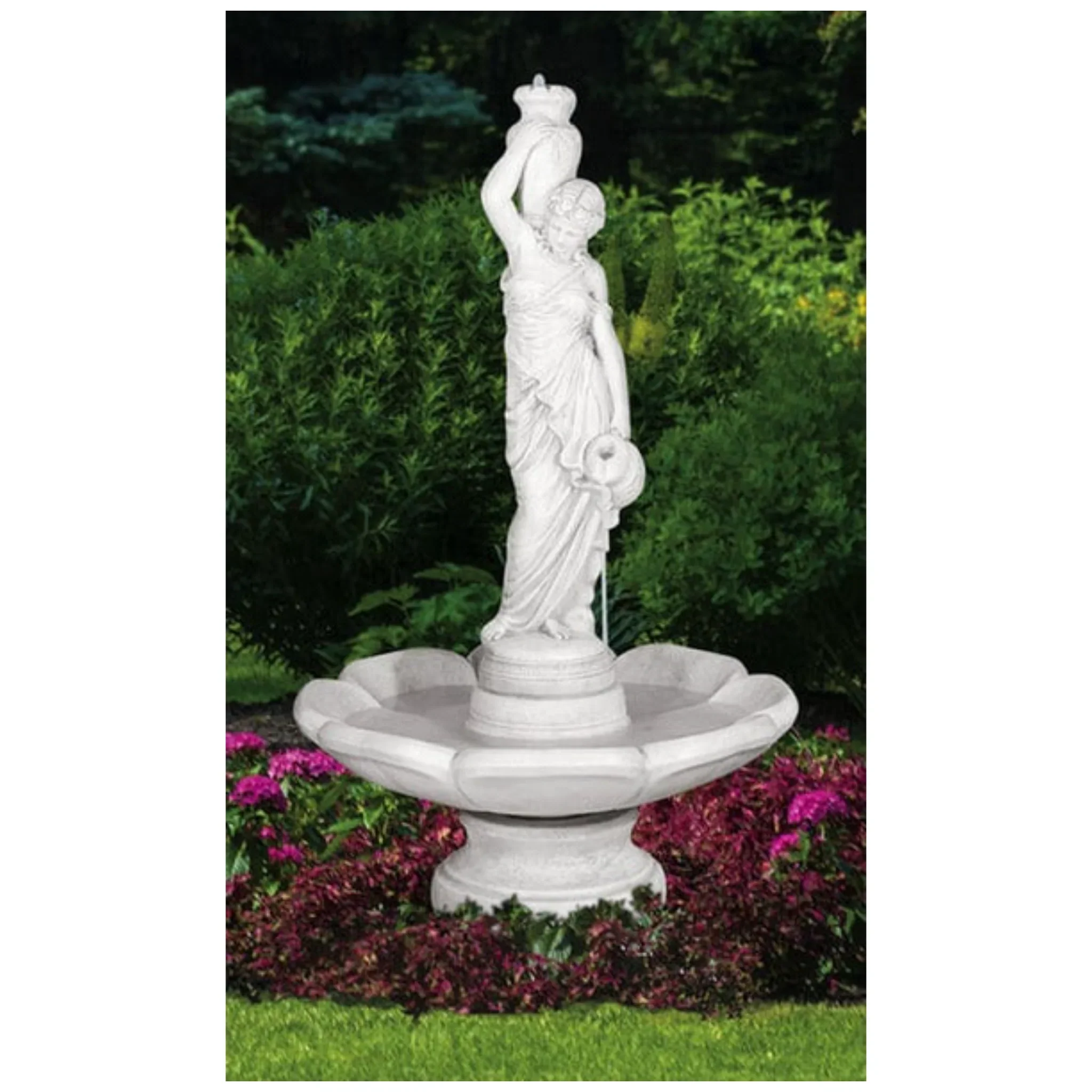 Rebecca At Well Fountain in Petal Basin on Pedestal