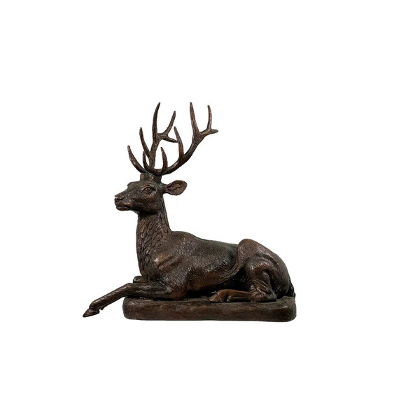 Reclining Deer on Rock tabletop Bronze Statue