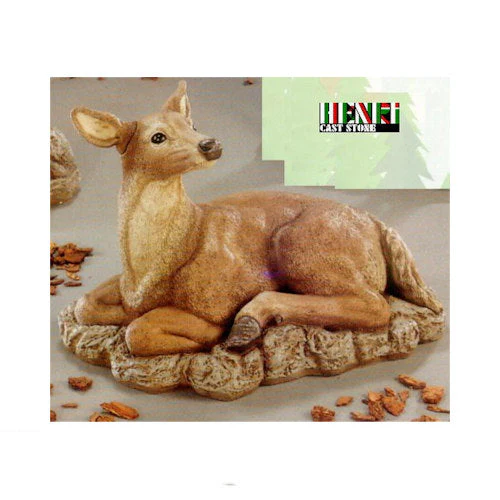 Reclining Doe Deer Cast Stone Garden Statue 19" High - Image 3