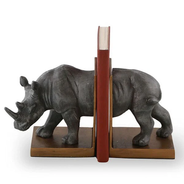 Rhinoceros bookends sculptures