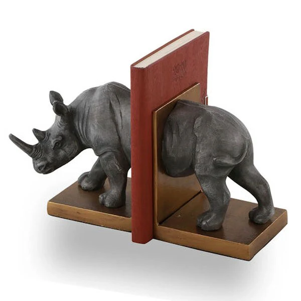 Rhinoceros bookends sculptures - Image 2