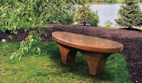 River Stone Bench Oval Modern Seating - Image 2