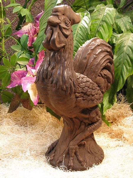 Rooster Large Cast Stone 20" High Statue