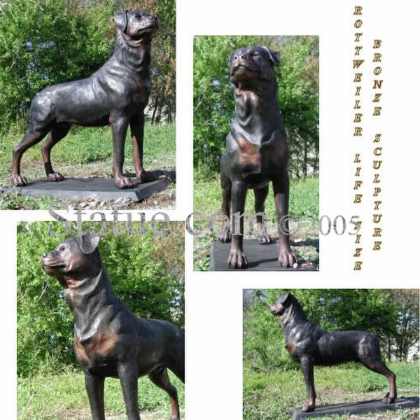 Rottweiler Life Size Bronze Sculpture on Base