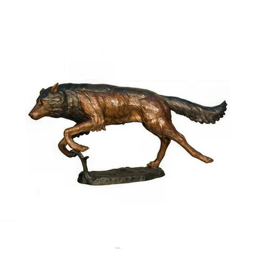 Running Wolf Bronze Sculpture 56" Long