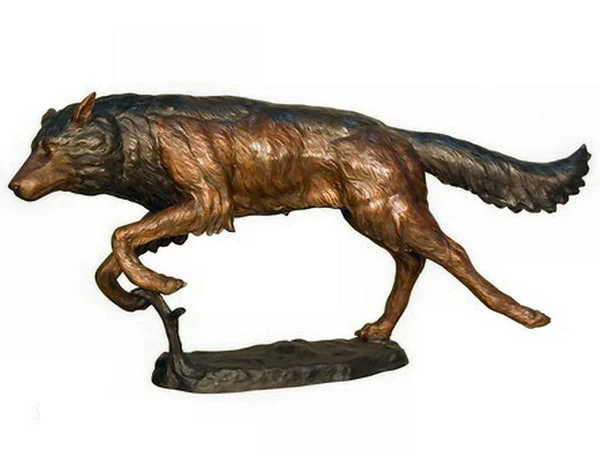 Running Wolf Bronze Sculpture 56" Long - Image 3