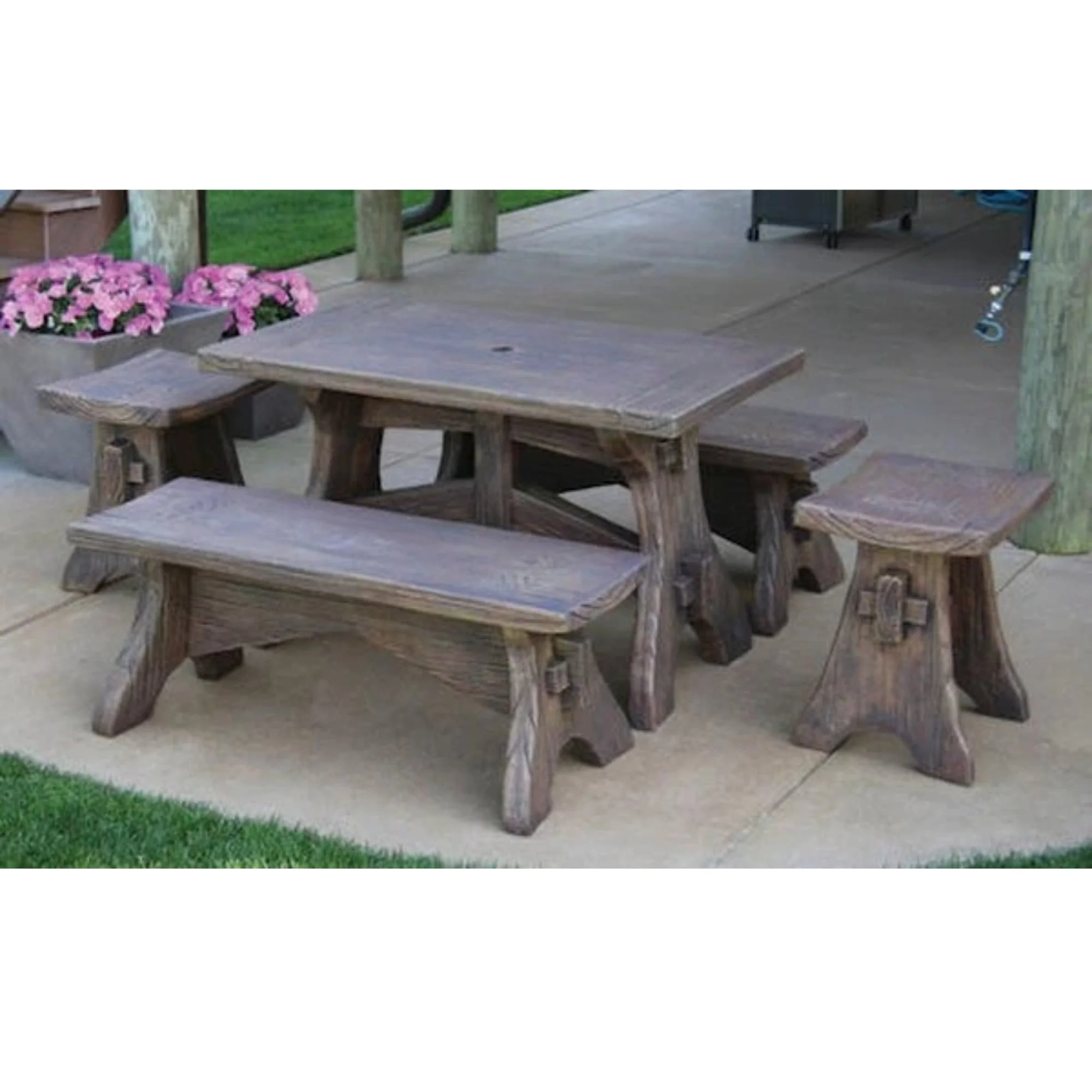 Rustic Table Garden Set Cement