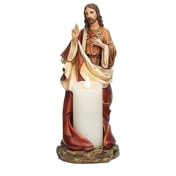 Sacred Heart of Jesus Candle Holder Statue