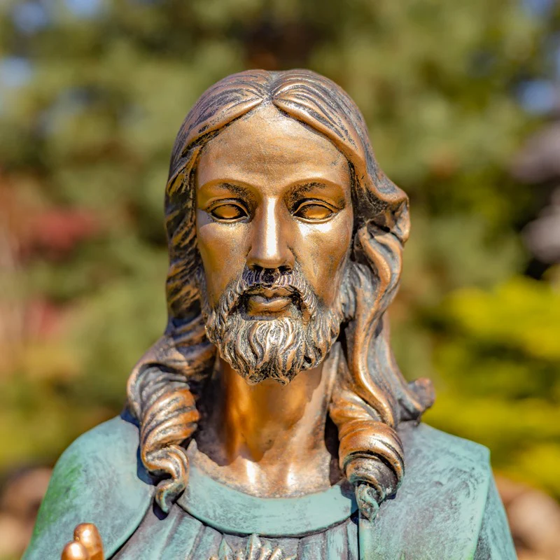 Sacred Heart of Jesus Garden Statue 30" High Antique Bronze - Image 4