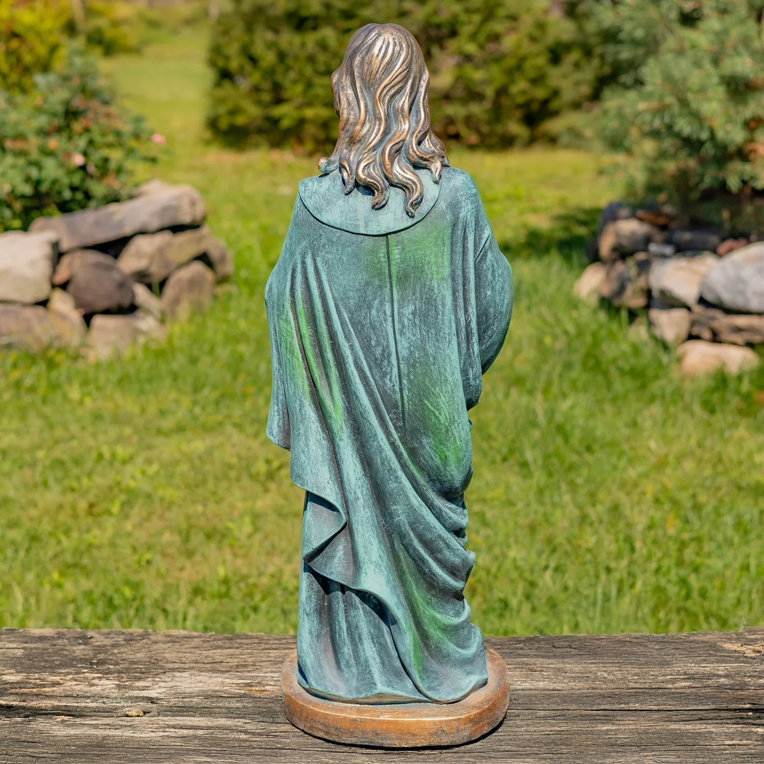 Sacred Heart of Jesus Garden Statue 30" High Antique Bronze - Image 6