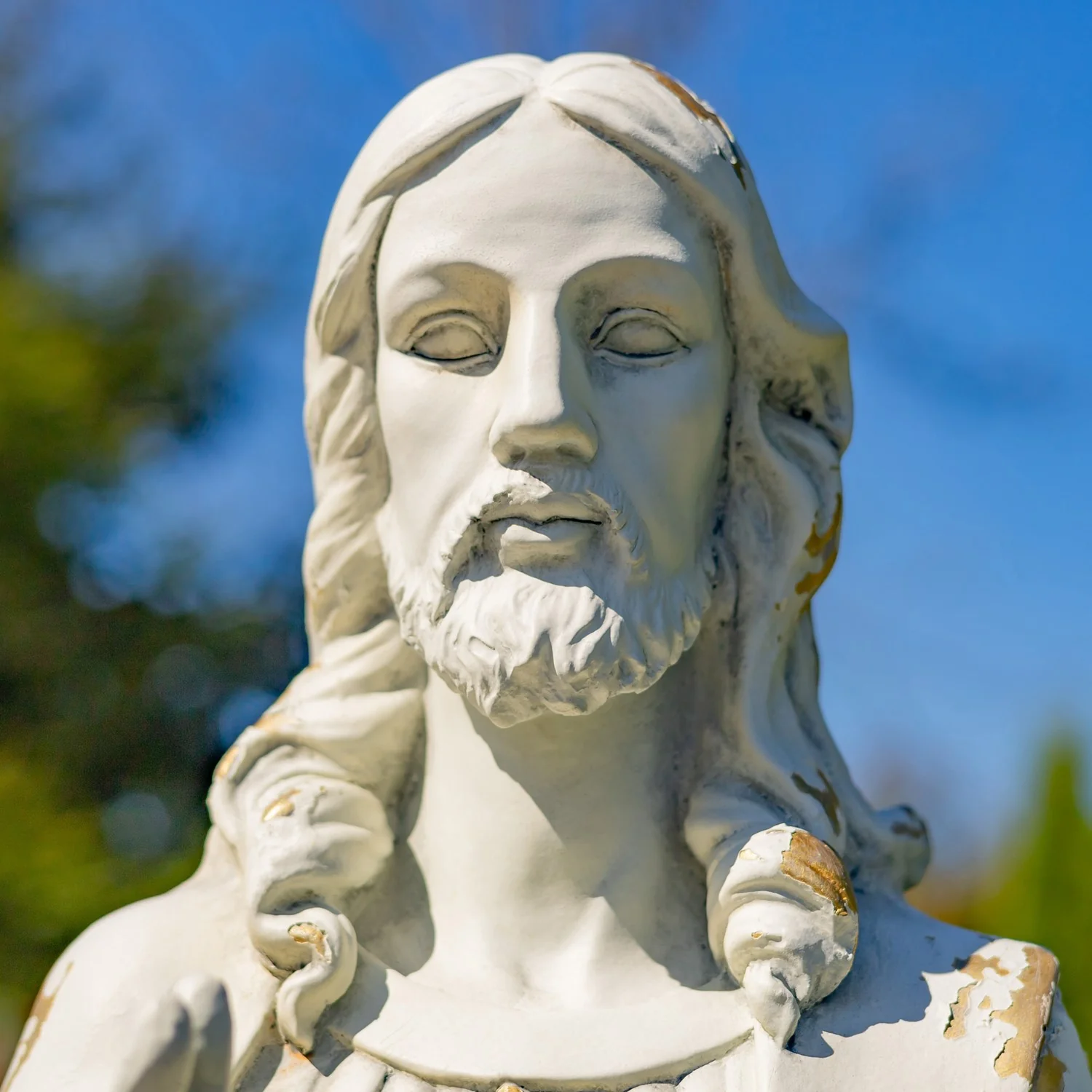 Sacred Heart of Jesus Garden Statue 30" High Antique White - Image 3
