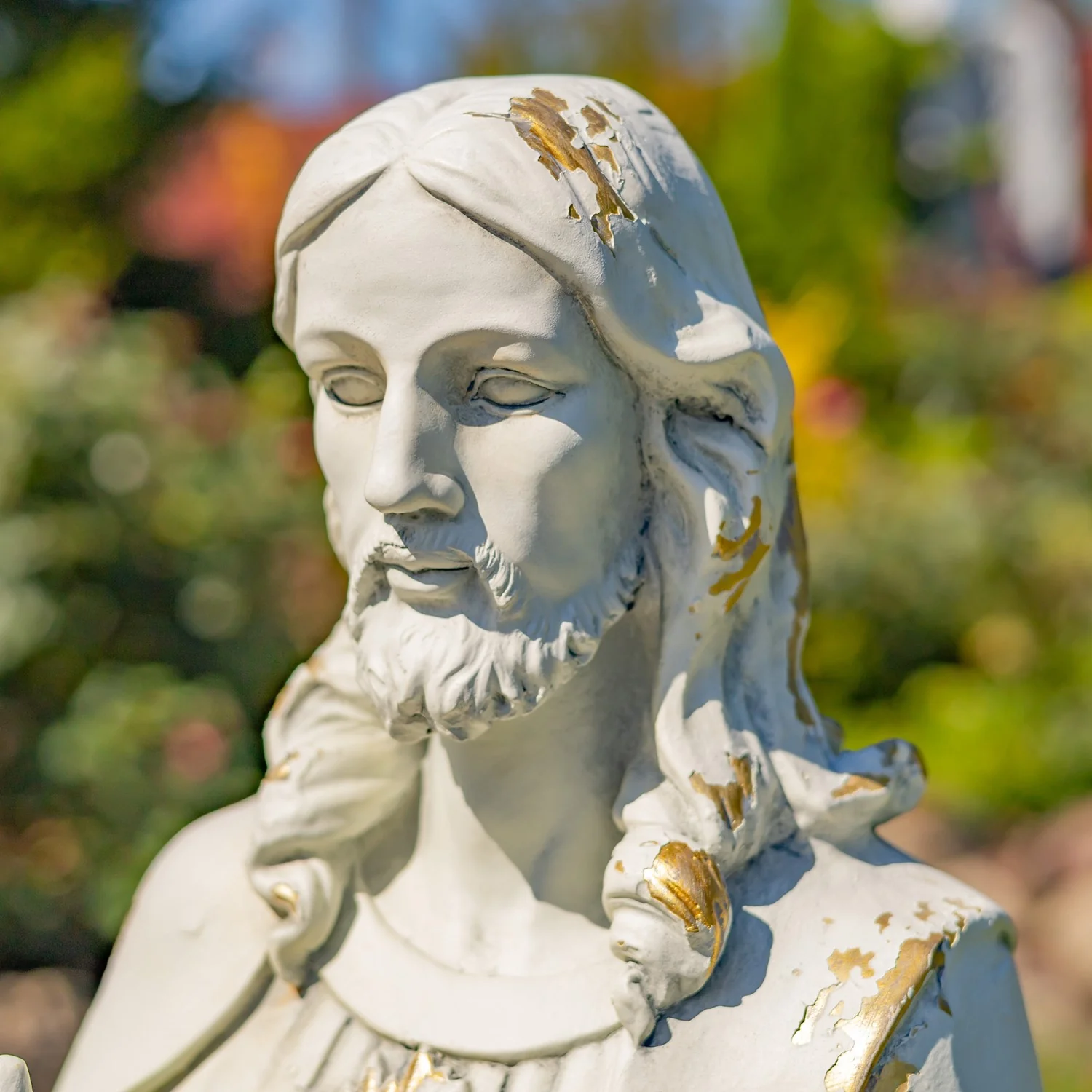 Sacred Heart of Jesus Garden Statue 30" High Antique White - Image 4