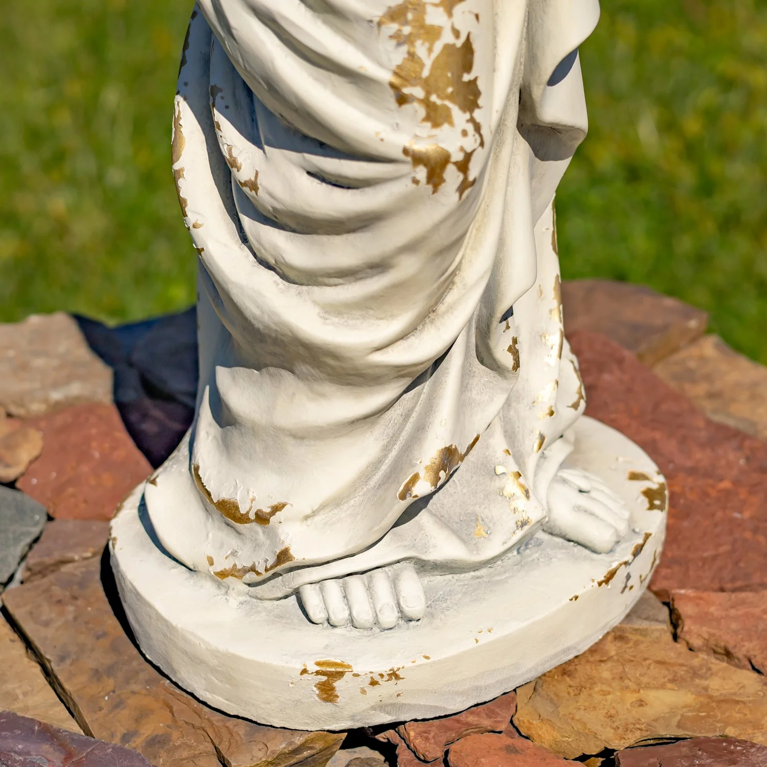 Sacred Heart of Jesus Garden Statue 30" High Antique White - Image 7