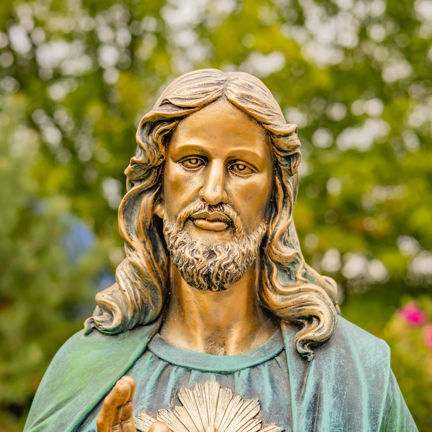 Sacred Heart of Jesus Garden Statue 48" High Antique Bronze - Image 5
