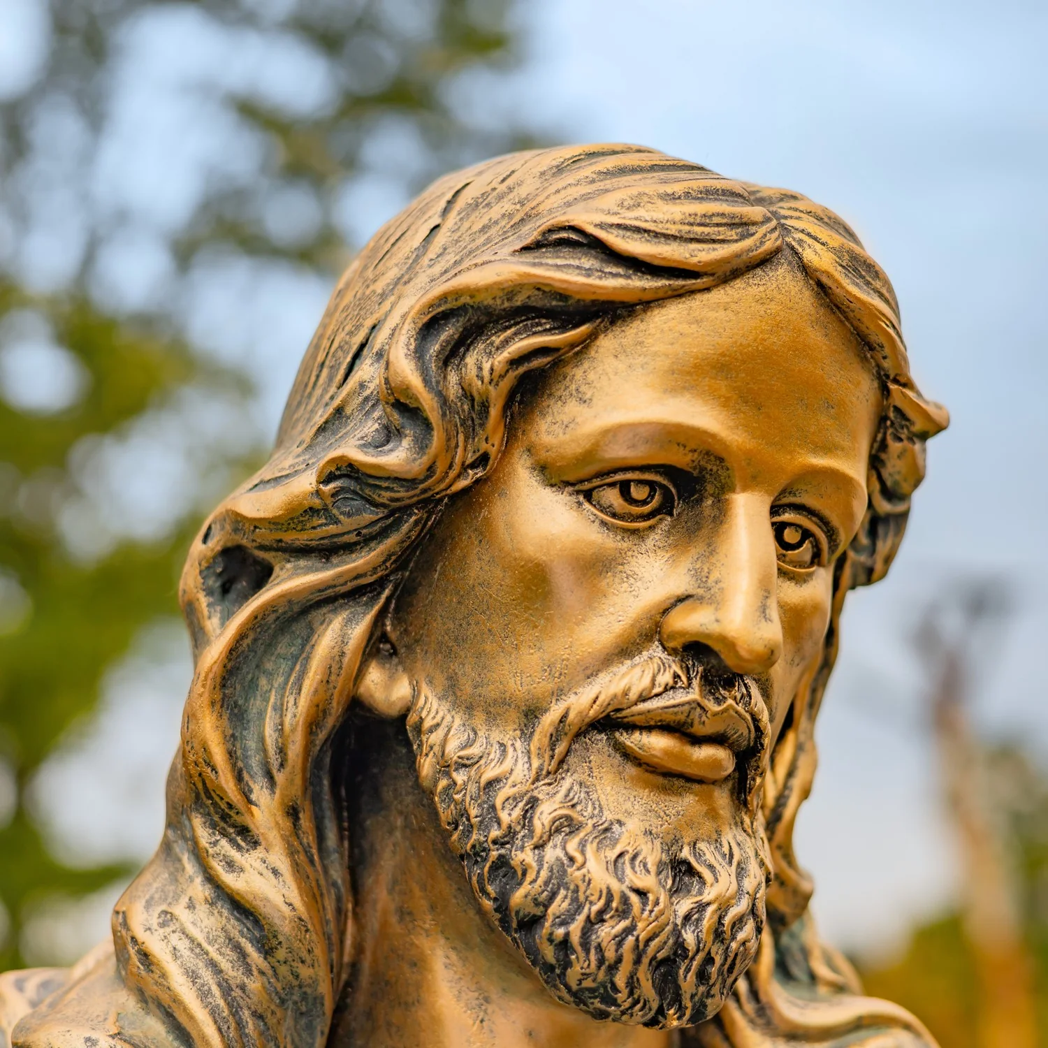 Sacred Heart of Jesus Garden Statue 48" High Antique Bronze - Image 6