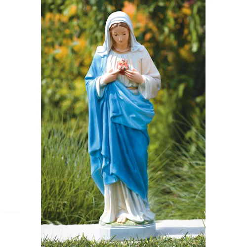 Sacred Heart Of Mary Sculpture 26" High Traditionally Colored - Image 2