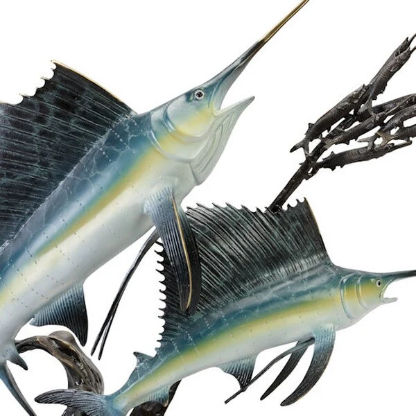 Sailfish Going After Ballyhoo Sculpture - Image 6