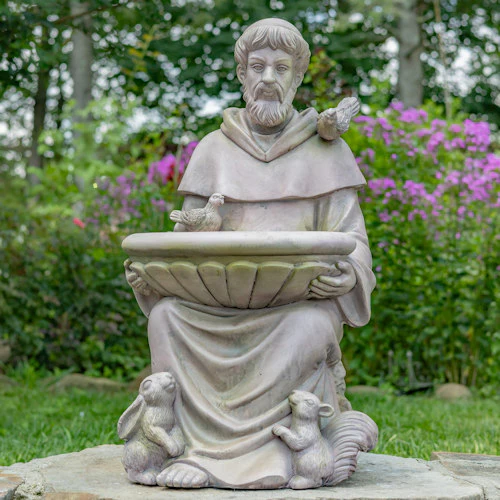 Saint Francis Sitting Birdbath Garden Statue 30" H