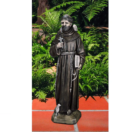 Saint Francis with Bible & Cross Garden Statue 24" High - Image 2