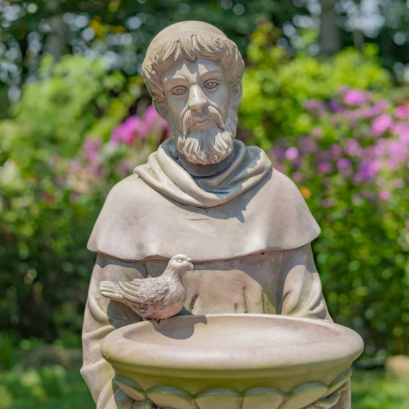 Saint Francis with Birdbath Garden Statue – 36” Tall - Image 2