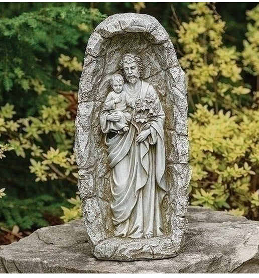 Saint Joseph and Child Grotto Statue Solar Light