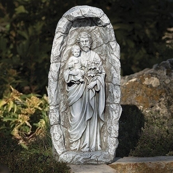 Saint Joseph and Child Grotto Statue Solar Light - Image 2