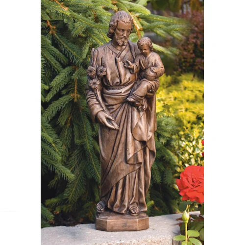 Saint Joseph With Child Sculpture 26" Cement Statue - Image 2