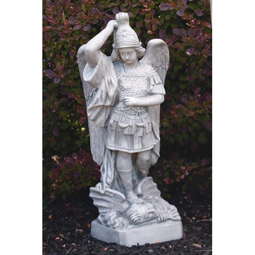 Saint Michael Cement Garden Sculpture 19" High - Image 2