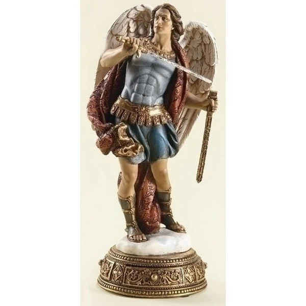 Saint Michael Statue with Prayer Drawer Scroll