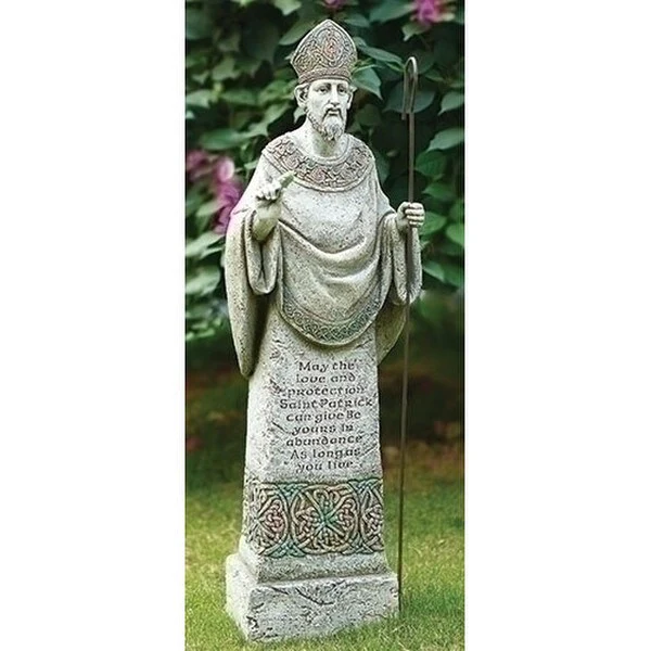 Saint Patrick Celtic Garden Statue with Verse