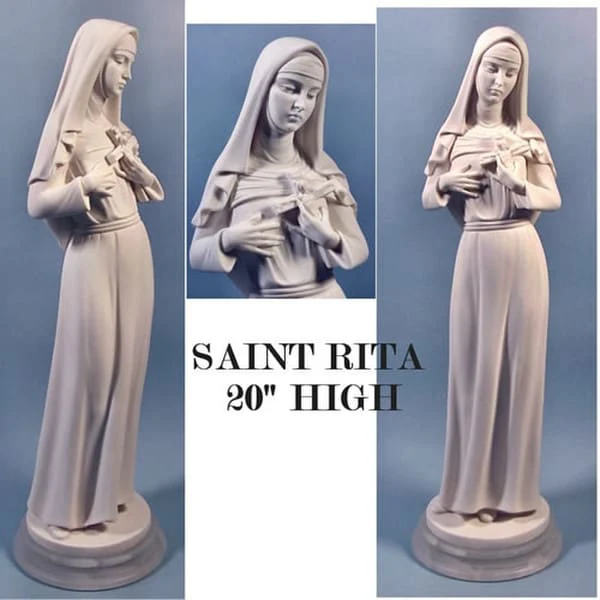 Saint Rita of Cascia Bonded Alabaster Statue 20" High - Image 9