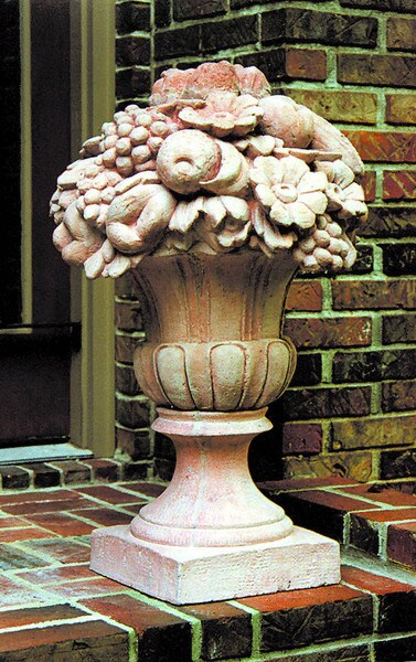 Urn With Fruit Garden Finial Sculpture 20" High