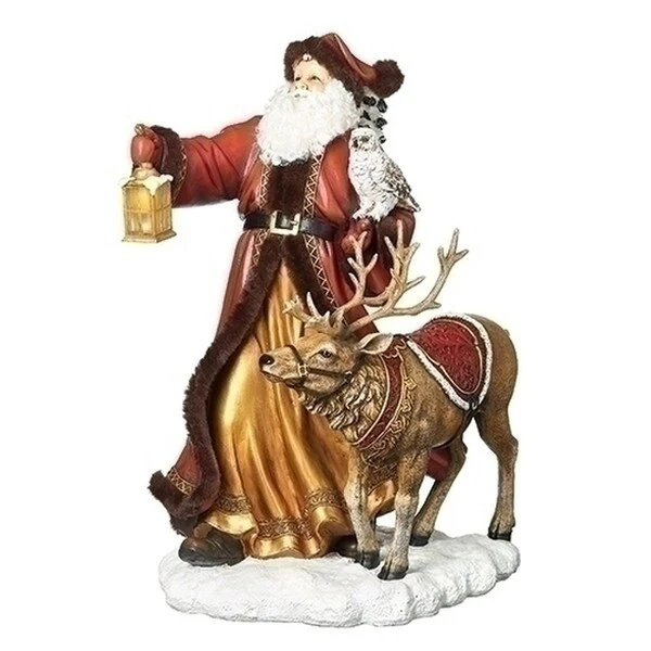 Santa Illuminated Reindeer Lantern Statue