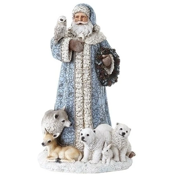 Santa Statue with Wildlife Animals Decor